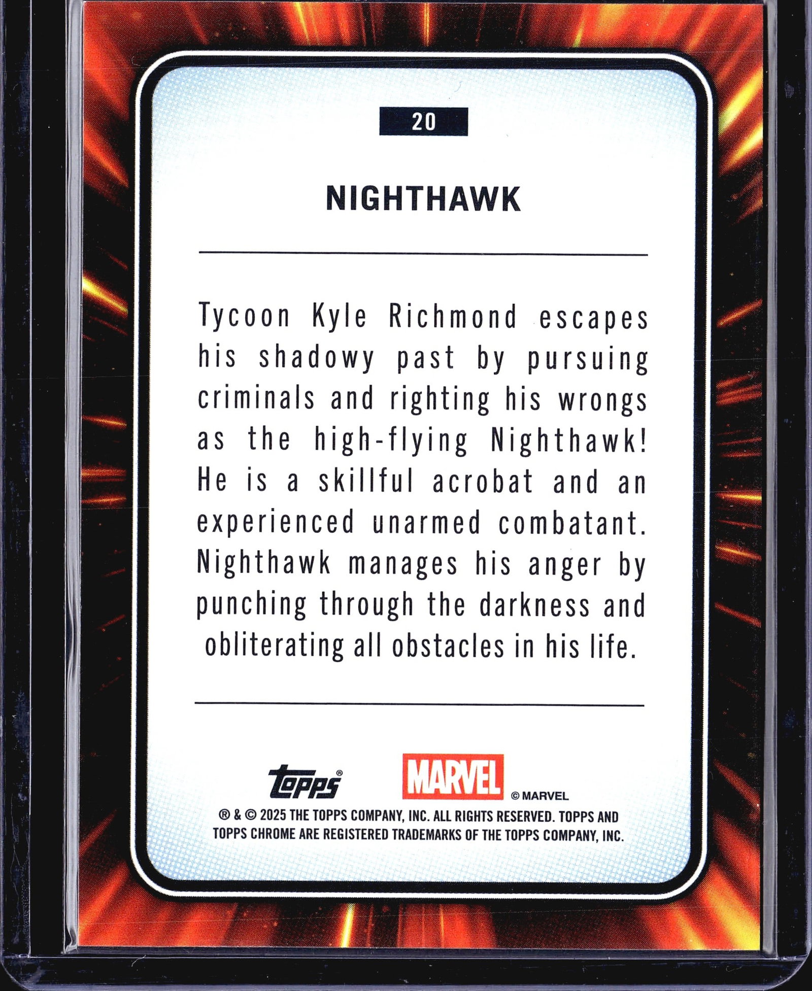2025 Topps Chrome Marvel Nighthawk #20 - 2