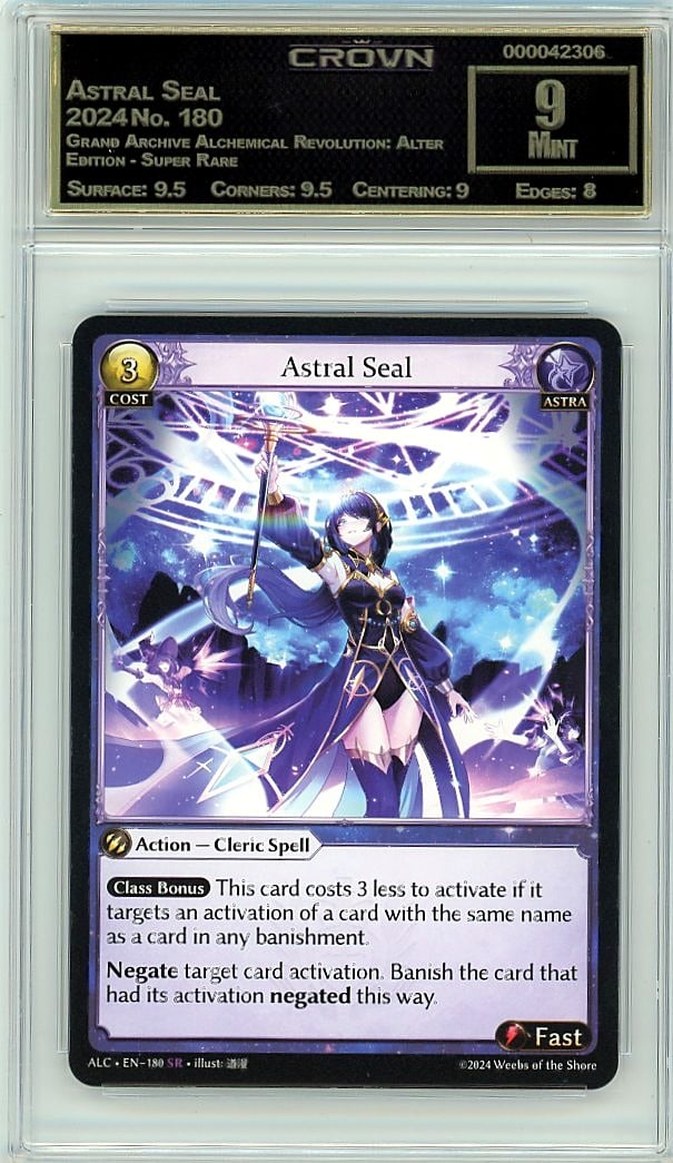 2024 Astral Seal Grand Archive Alchemical: Graded by Crown Grading. Grade: 9.00. Mint