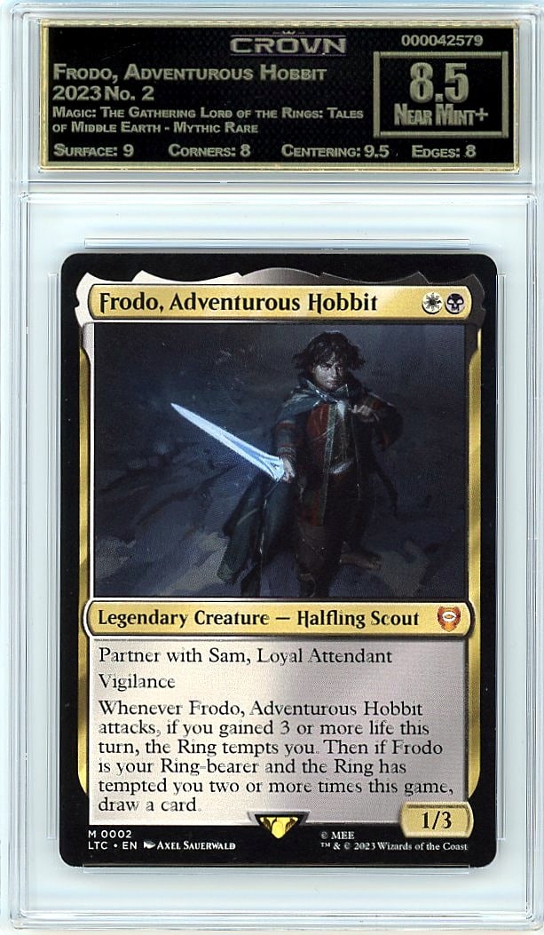 2023 Frodo, Adventurous Hobbit Magic: The: Graded by Crown Grading. Grade: 8.50. Near Mint+