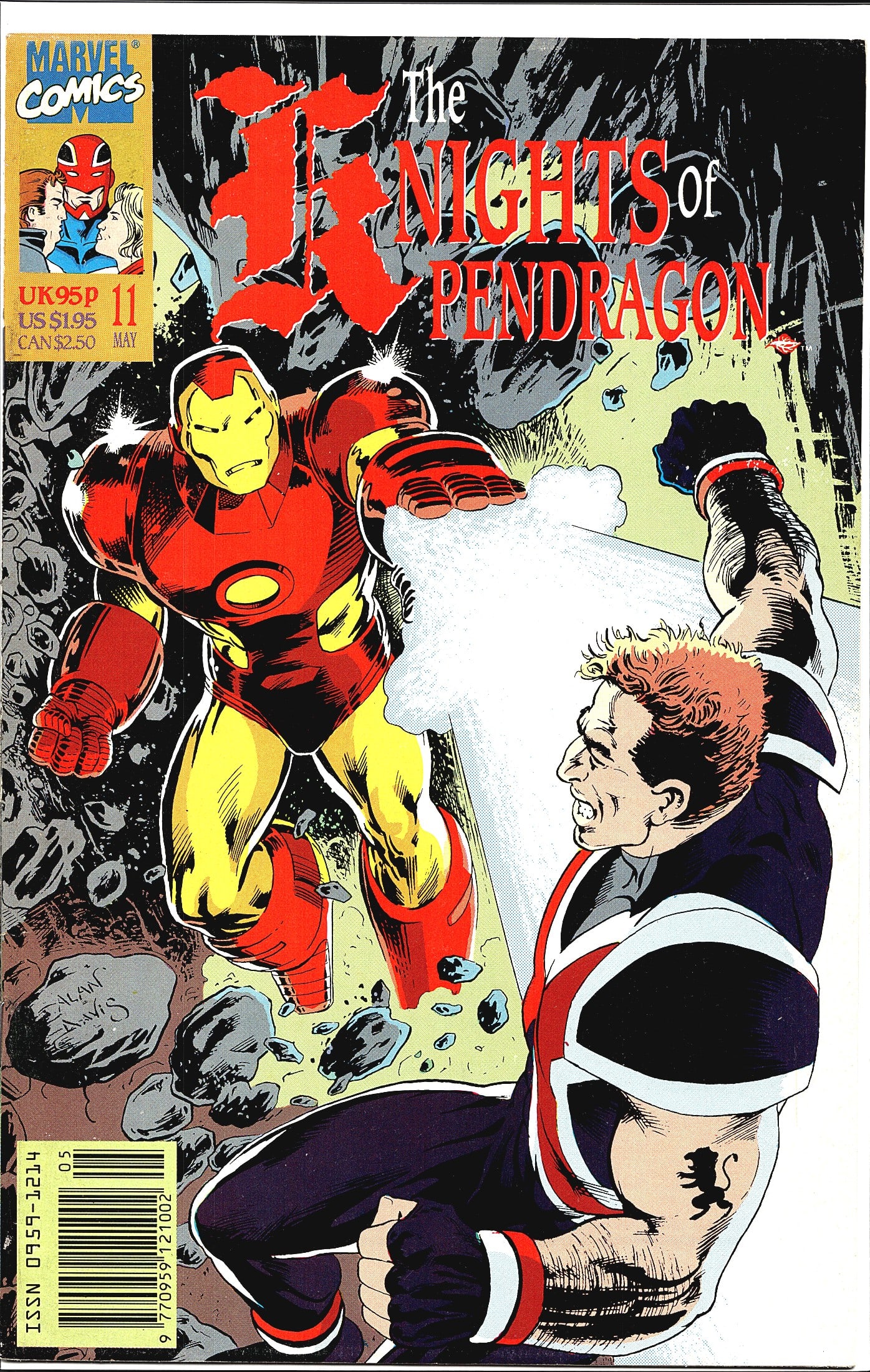 1993 Marvel Comics Knights of Pendragon #11: Presented here is The Knights of Pendragon #11, published by Marvel Comics, cover dated May 1992. This is a UK-originated Marvel title, priced at UK 95p / US $1.95 / CAN $2.50, bearing ISSN