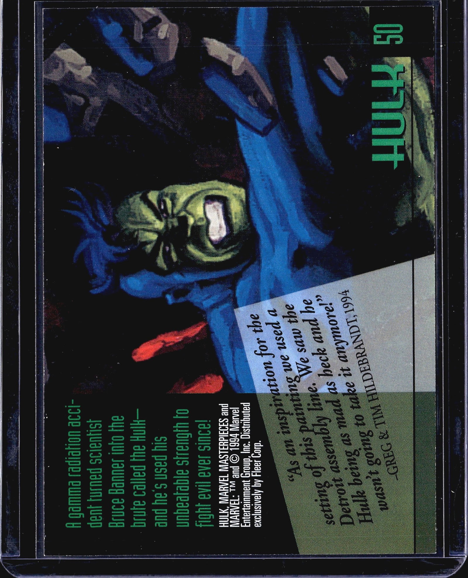 1994 Fleer Marvel Masterpieces Hulk #50 - 2