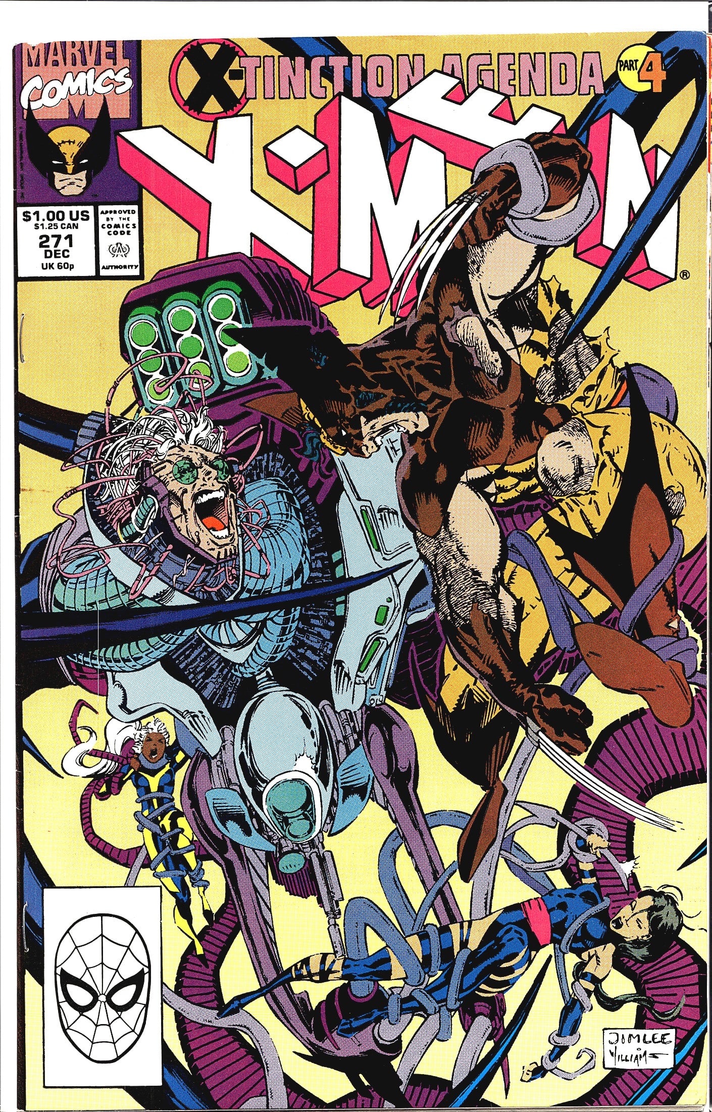 1990 Marvel Uncanny X-Men #271 Comic Book: X-Men #271 from Marvel Comics, published December 1990, priced at $1.00 US. This issue is Part 4 of the X-Tinction Agenda crossover event, one of the most celebrated X-Men storylines of the early 1990
