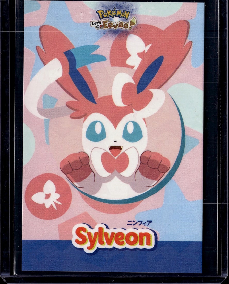 2017 Pokemon Eevee Mega Campaign SM-P: A Japanese SM-P Promotional Colorless-type Basic Pokemon card featuring Eevee wearing a Sylveon-themed poncho. Released October 7, 2017 exclusively at Pokemon Centers in Japan as part of the Eevee