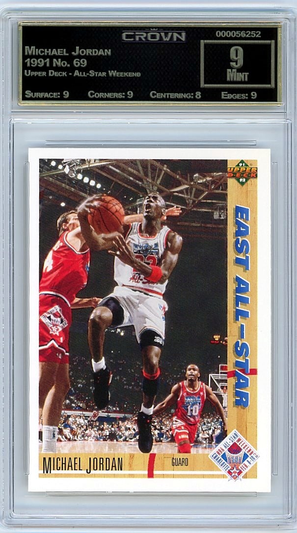 1991 Michael Jordan Upper Deck All-Star Weekend: This is a 1991 Michael Jordan Upper Deck All-Star Weekend card #69, professionally graded and encased in a protective slab. The card captures one of basketball's greatest players during a pivotal era 
