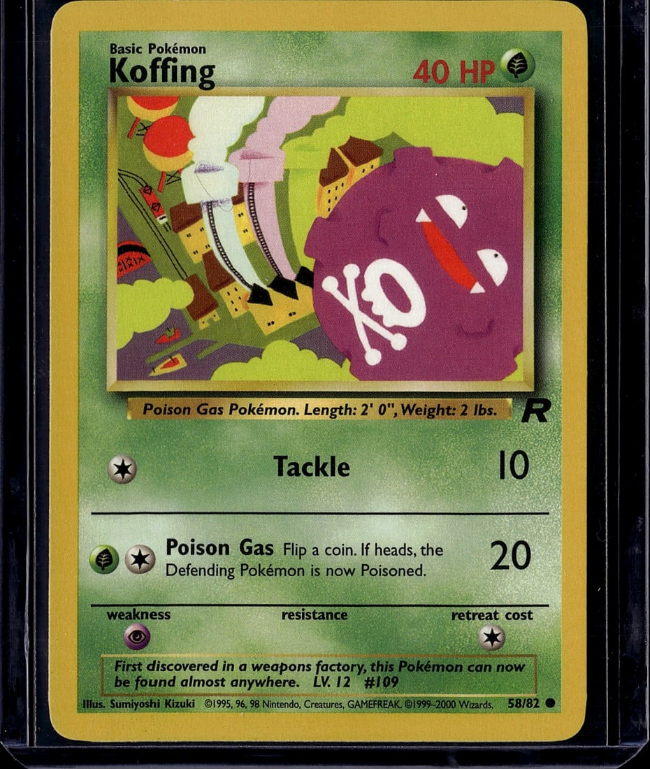 Koffing 58/82 Pokemon Base Set Card Single 1999: This is an authentic Koffing Pokemon card from the 1999 Base Set (58/82), one of the most iconic and sought-after trading card sets in the hobby. Koffing is a Grass-type Basic Pokemon featuring 40 HP 