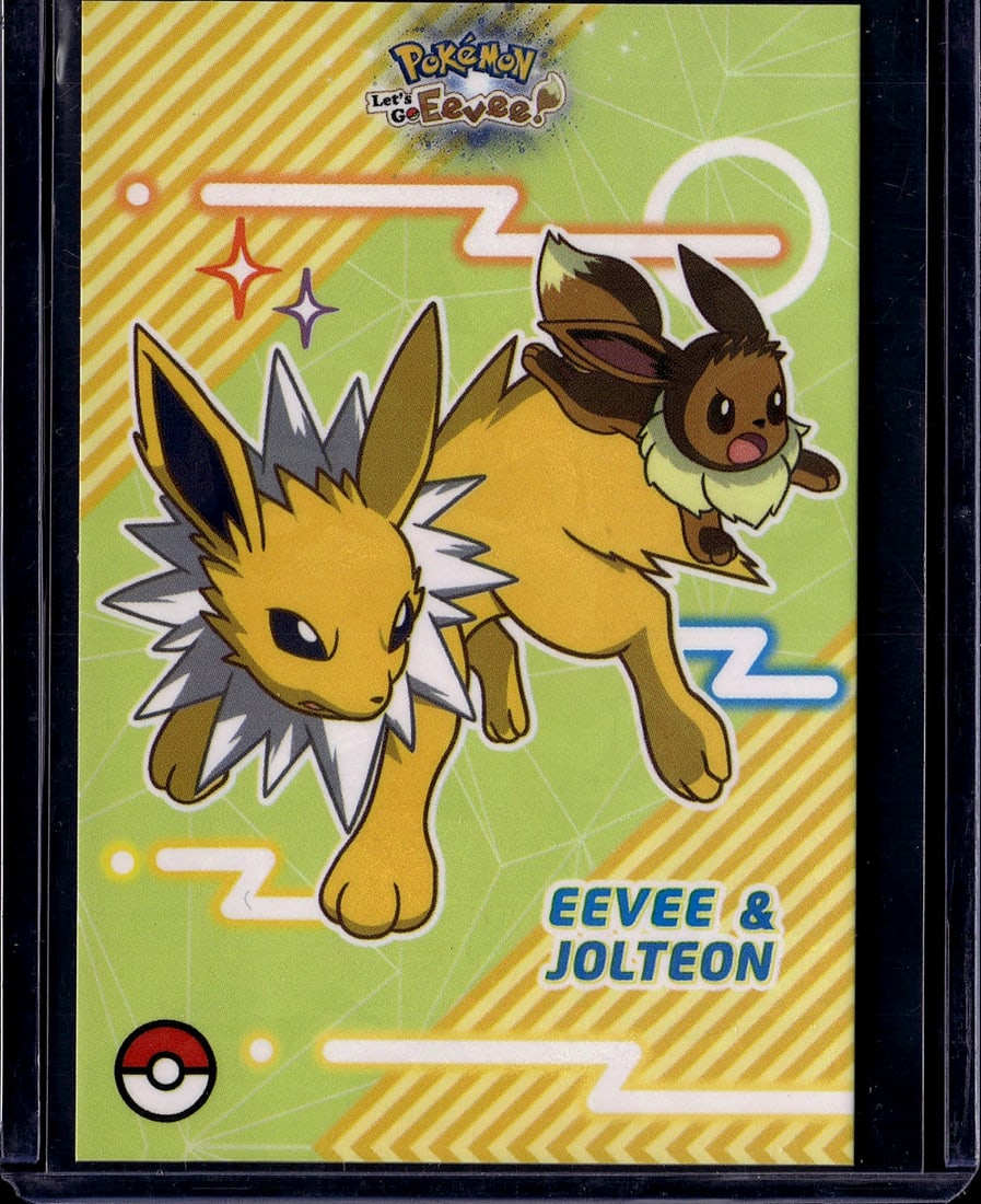 2024 Pokemon Let's Go Eevee Jolteon Eeveelutions: This is a card from the unofficial 'Pokemon Let's Go Eevee Card Database' fan-made custom set, not an official Pokemon TCG product. The set features Eevee and all Eeveelutions with cracked ice holo de