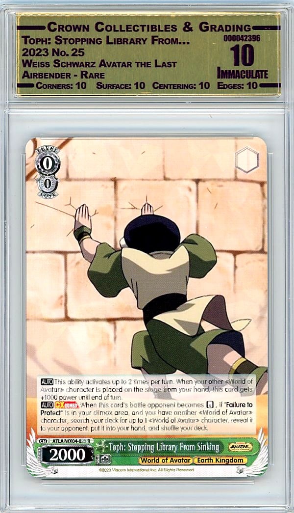 2023 Toph: Stopping Library From... Weiss: Graded by Crown Grading. Grade: 10.00. Immaculate