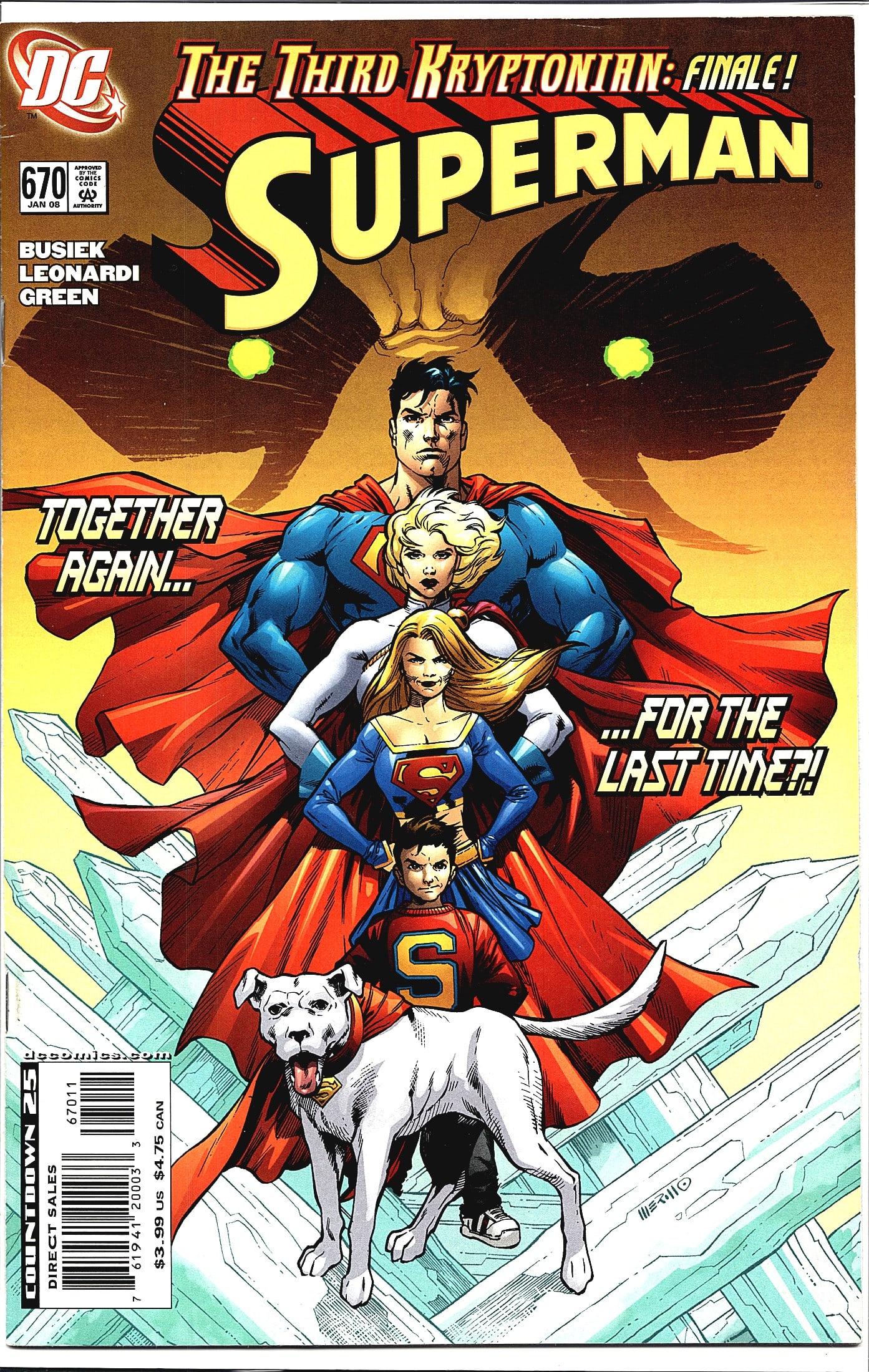2008 DC Comics Superman 2nd Series #670 Comic: Superman #670 published by DC Comics, cover dated January 2008. This issue concludes 'The Third Kryptonian' storyline, as indicated by the 'Finale!' banner on the cover. Written by Kurt Busiek with ar