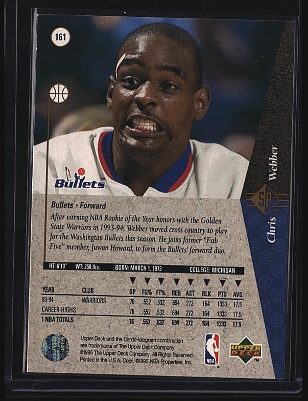 1994-95 Upper Deck SP Basketball Chris Webber - 2
