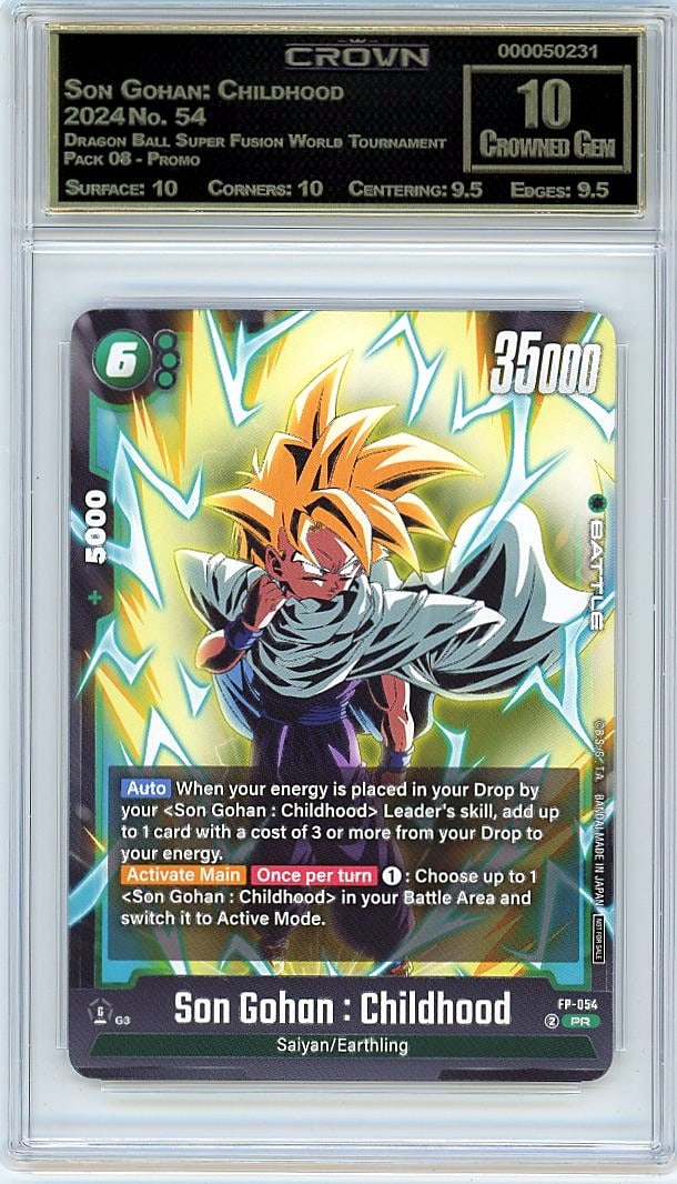 2024 Son Gohan: Childhood Dragon Ball Super: This is a 2024 Son Gohan: Childhood card from the Dragon Ball Super Fusion World Tournament Pack 08 Promo set, card number 54. It represents a key character moment captured in the Dragon Ball Super