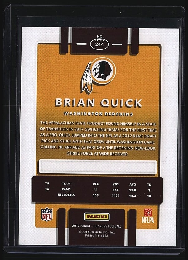 2017 Panini Donruss Brian Quick Press Proof #244 - 2