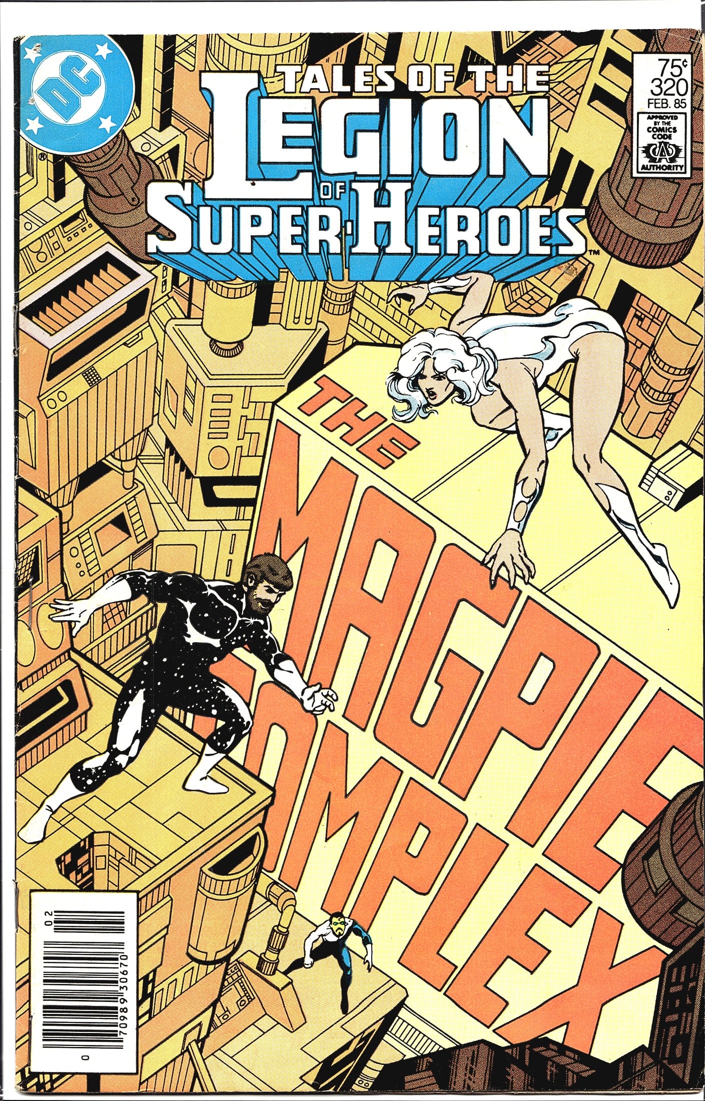 1985 DC Tales of the Legion of Super-Heroes #320: Tales of the Legion of Super-Heroes #320, published by DC Comics with a cover date of February 1985. This issue features the story 'The Magpie Complex' and showcases a dramatic aerial perspective