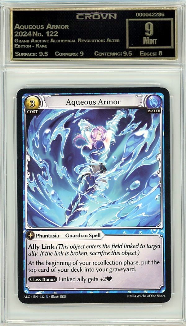 2024 Aqueous Armor Grand Archive Alchemical: Graded by Crown Grading. Grade: 9.00. Mint