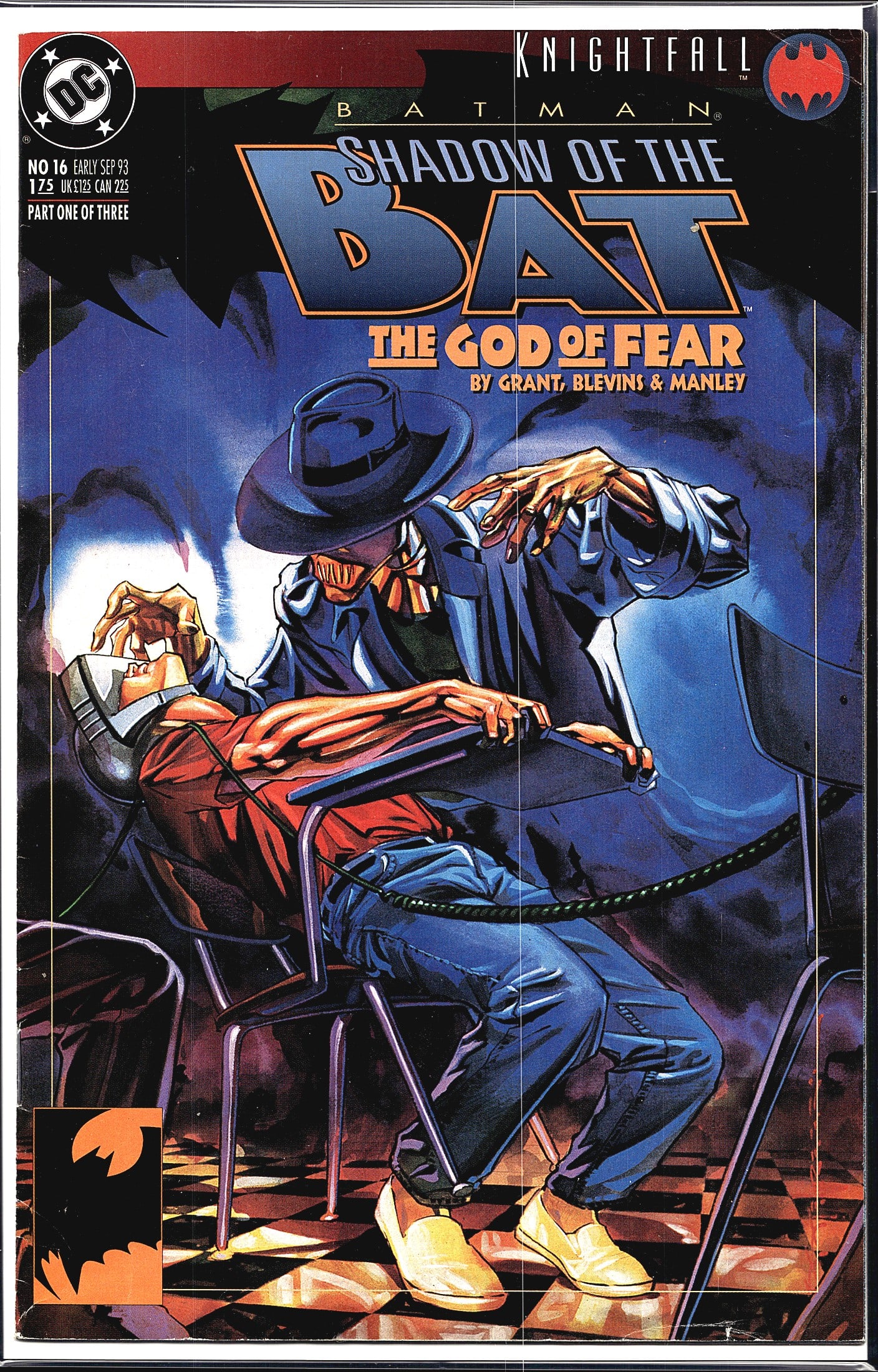 Batman Shadow of the Bat #16 DC Comics 1993: Batman: Shadow of the Bat #16, published by DC Comics in Early September 1993, priced at $1.75 USD. This issue is part of the legendary Knightfall crossover event and is labeled 'Part One of Three'