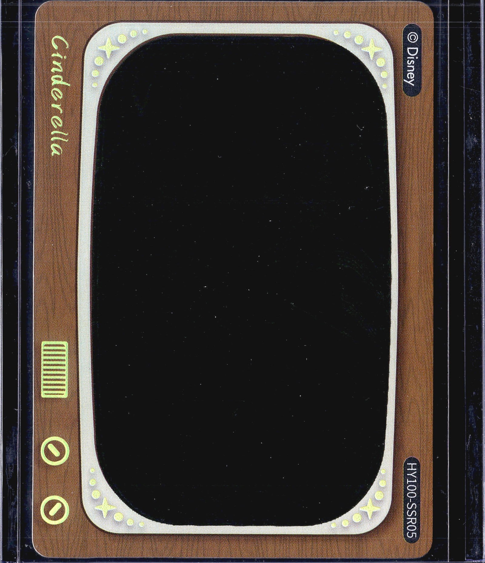 Disney 100 Card Fun Heat Activated Cinderella: This listing features the Cinderella Heat Activated Movie Scene card from the Card Fun Disney 100 trading card set, numbered HY100-SSR05. The card back displays a retro vintage television set design w