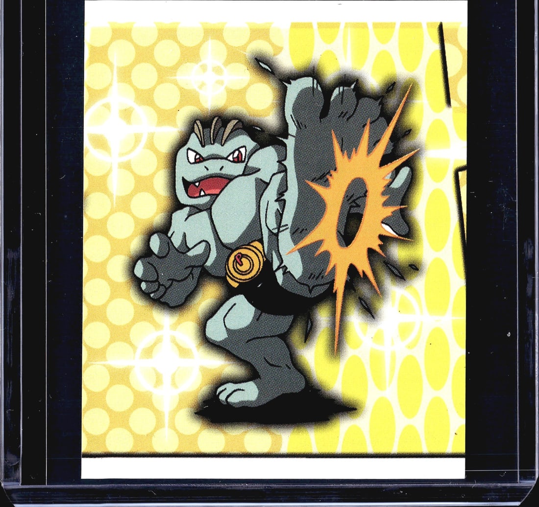 1999 Merlin Topps Pokemon Sticker Series 1 #78: This listing features sticker #174 from the 1999 Merlin Pokemon Sticker Collection, an officially licensed Nintendo product produced by Merlin Collections. The front of the sticker depicts Machamp,