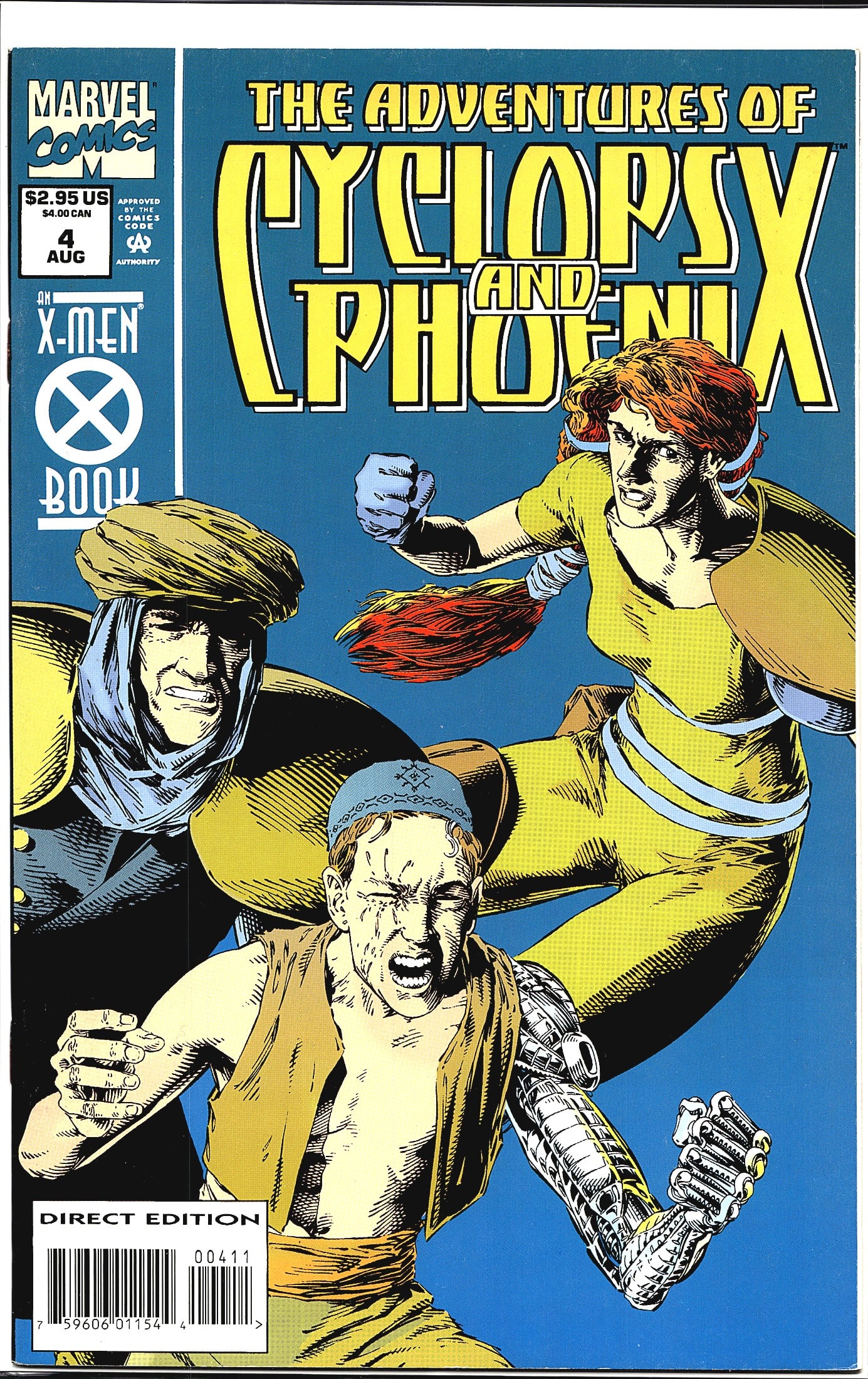 1994 Marvel The Adventures of Cyclops and: This is issue #4 of 'The Adventures of Cyclops and Phoenix,' a four-issue limited series published by Marvel Comics in August 1994, priced at $2.95 US. The cover features dynamic action artwork showca
