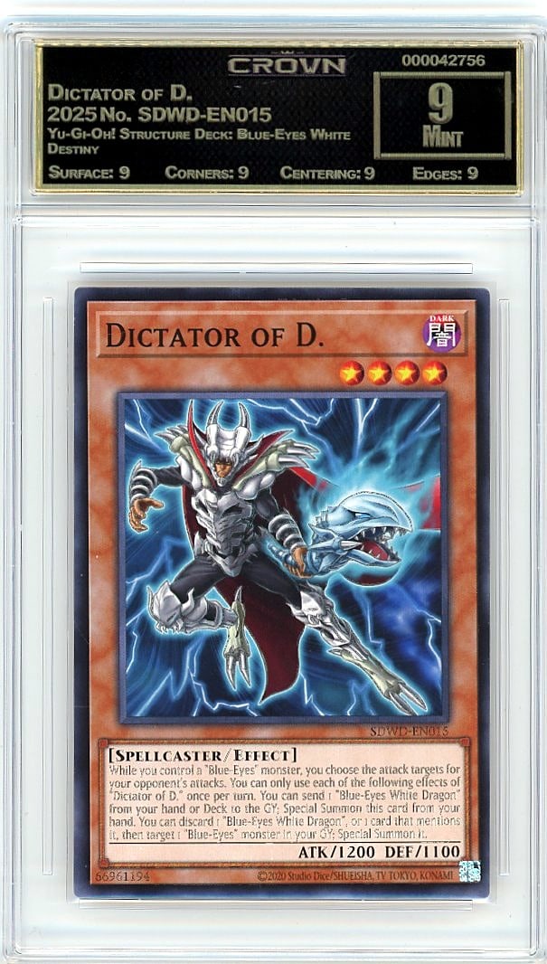 2025 Dictator of D. Yu-Gi-Oh! Structure Deck: Graded by Crown Grading. Grade: 9.00. Mint