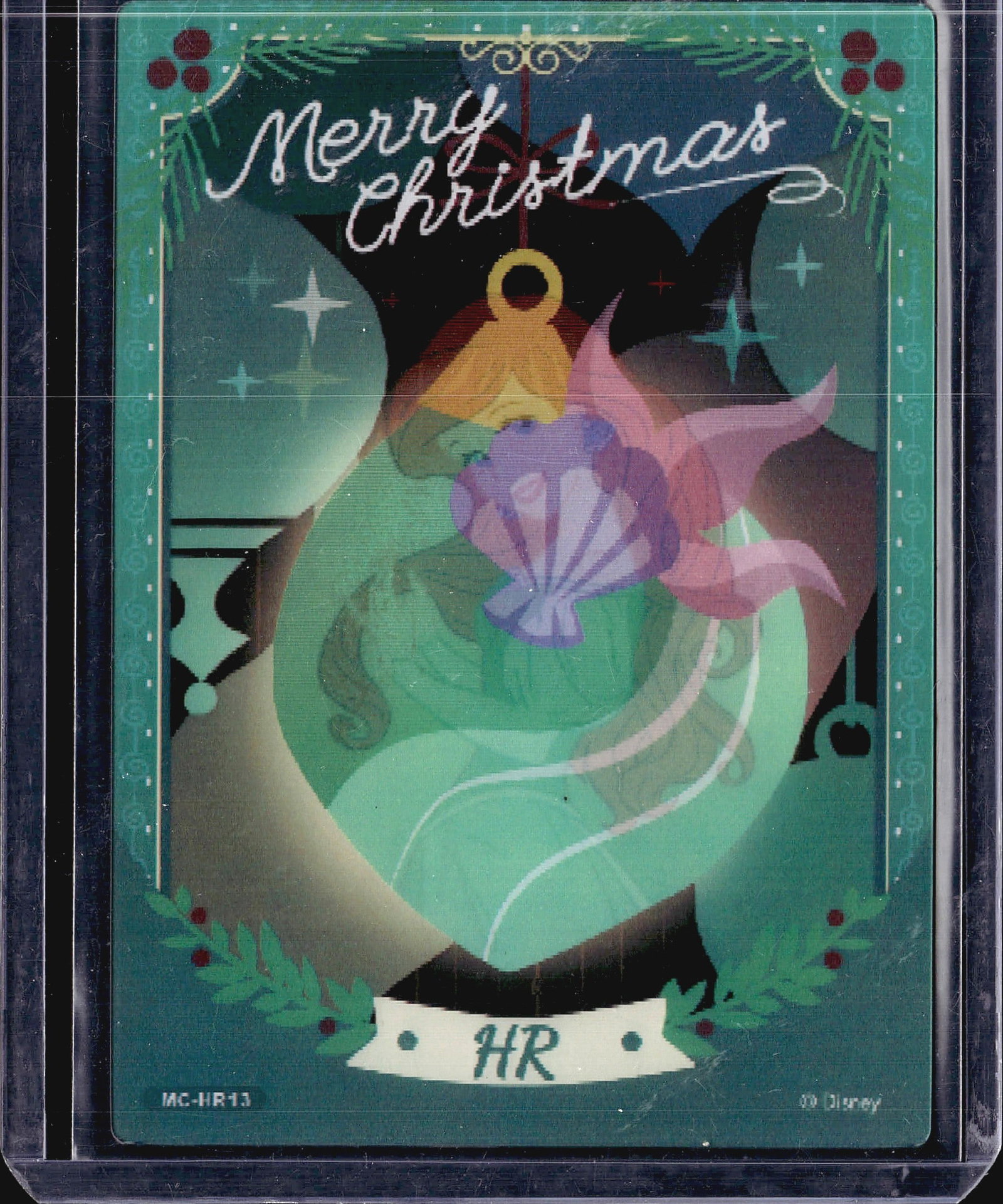 2023 Card Fun Disney 100 Year Festival: This Disney Merry Christmas trading card (MC-HR13) features Ariel from The Little Mermaid in a beautifully illustrated holiday-themed design. The card showcases Ariel in her iconic mermaid form