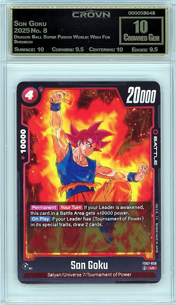 2025 Son Goku Dragon Ball Super Fusion World: This is a 2025 Son Goku trading card from the Dragon Ball Super Fusion World: Wish For Shenron set, card number 8. It represents a key collectible from this modern Dragon Ball card series, capturing
