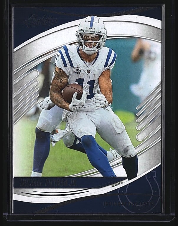 2025 Panini Absolute Football Michael Pittman: 2020 Panini Absolute Football raw single card featuring Michael Pittman Jr., wide receiver. Card number 31 from the Absolute Football set. The card displays sharp corners, vibrant color, and clear ima