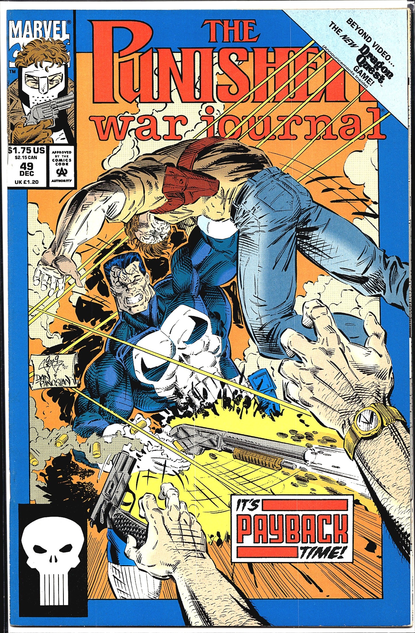 The Punisher War Journal #49 Dec 1992 Marvel: This is issue #49 of The Punisher War Journal, published by Marvel Comics, cover dated December 1992. The cover is illustrated by Dan Panosian and features the Punisher in an intense physical