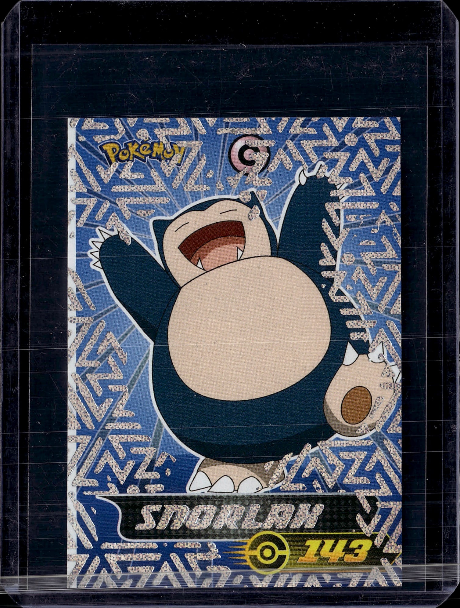 Snorlax #143 Pokemon TCG Vintage Base Set: This is a raw Pokemon Trading Card Game featuring Snorlax, card #143, one of the most iconic and beloved Pokemon from the original generation. The card displays the classic blue holographic pattern