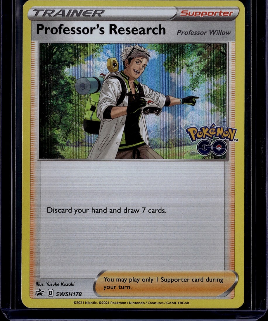 2021 Pokemon GO Professor Willow #78 Card Mint: This is an ungraded raw copy of Professor's Research featuring Professor Willow from the Pokemon GO expansion set released in 2021. The card showcases Professor Willow in full-color artwork by Yasuke