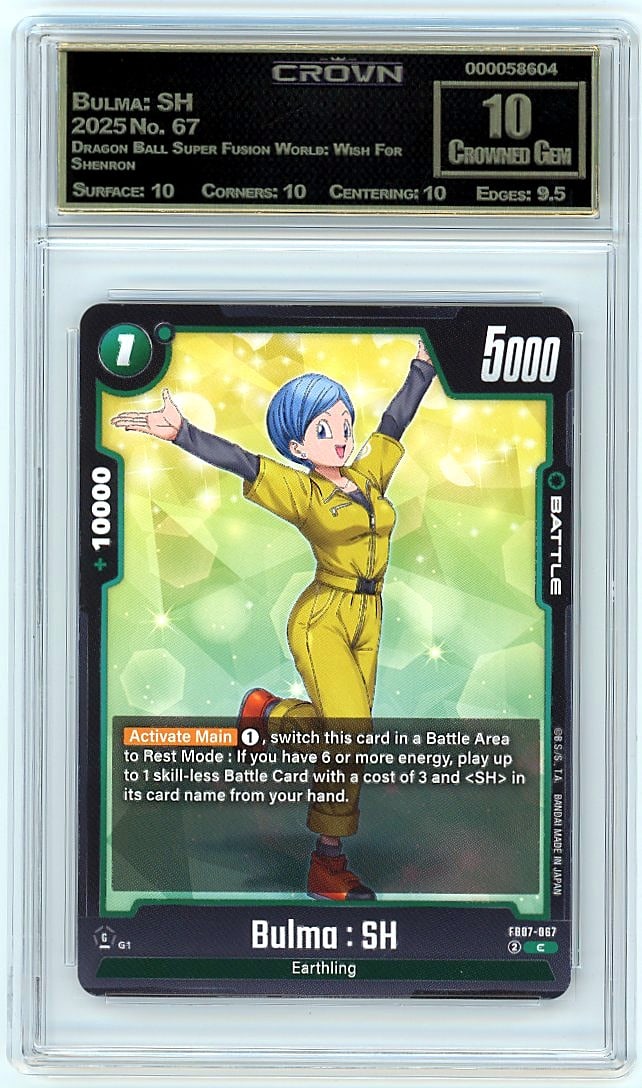 2025 Bulma: SH Dragon Ball Super Fusion World: This is a 2025 Bulma: SH trading card from the Dragon Ball Super Fusion World: Wish For Shenron set, card number 67. It represents a key character card from this premium Dragon Ball collectible series