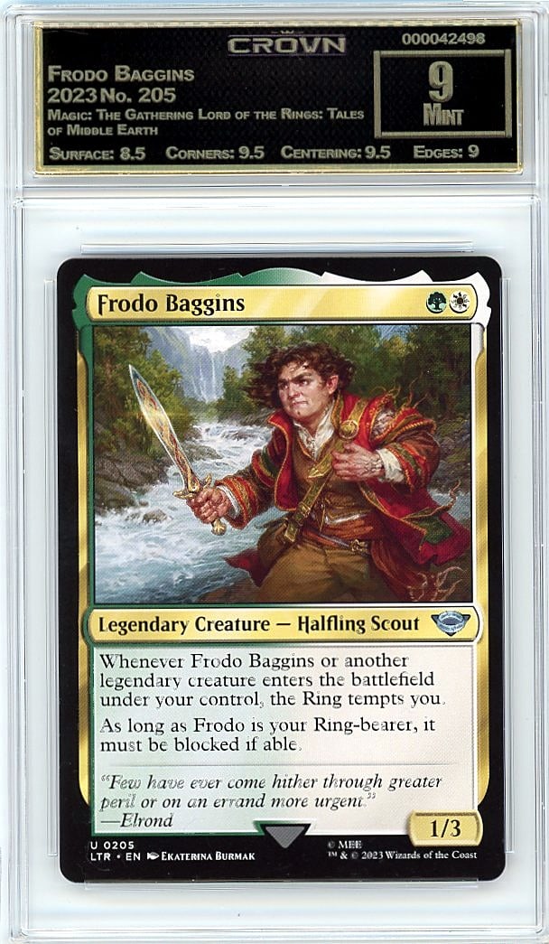 2023 Frodo Baggins Magic: The Gathering Lord of: Graded by Crown Grading. Grade: 9.00. Mint