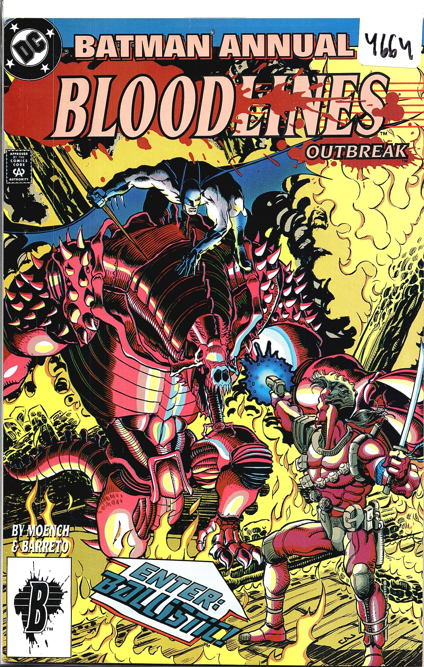 1993 DC Comics Batman Annual #17 Bloodlines: This is a DC Comics Batman Annual issue featuring the Bloodlines: Outbreak crossover event, introducing the new character Ballistic ('Enter: Ballistic!' is prominently displayed on the cover). The