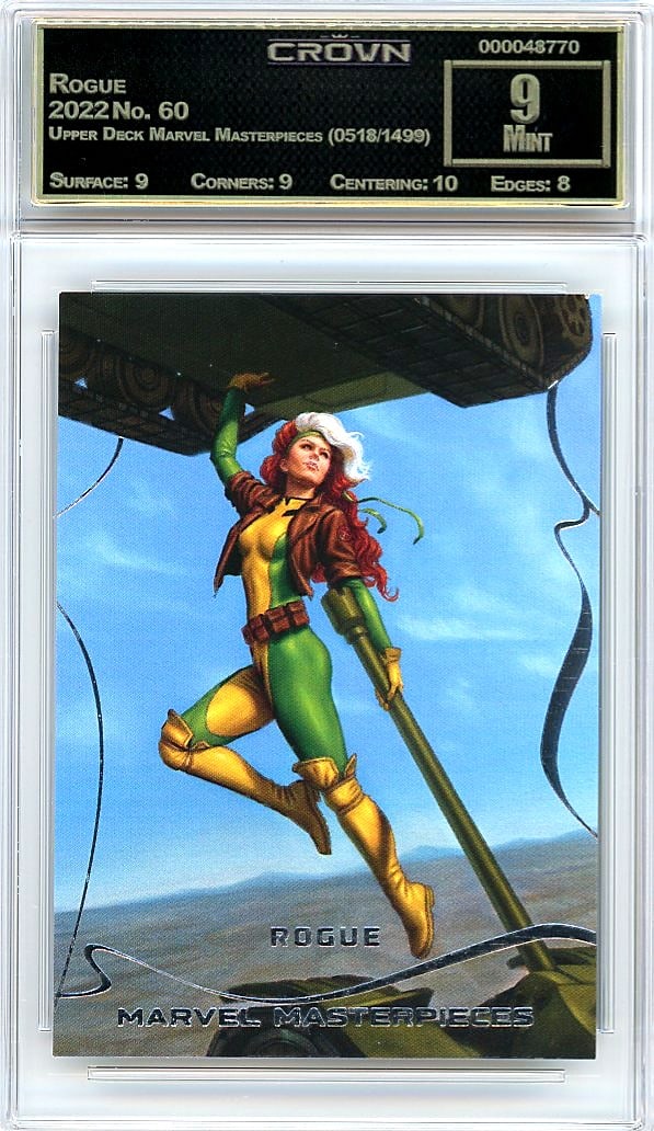 2022 Rogue Upper Deck Marvel Masterpieces: Graded by Crown Grading. Grade: 9.00. Mint