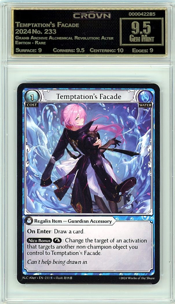 2024 Temptation's Facade Grand Archive: Graded by Crown Grading. Grade: 9.50. Gem Mint