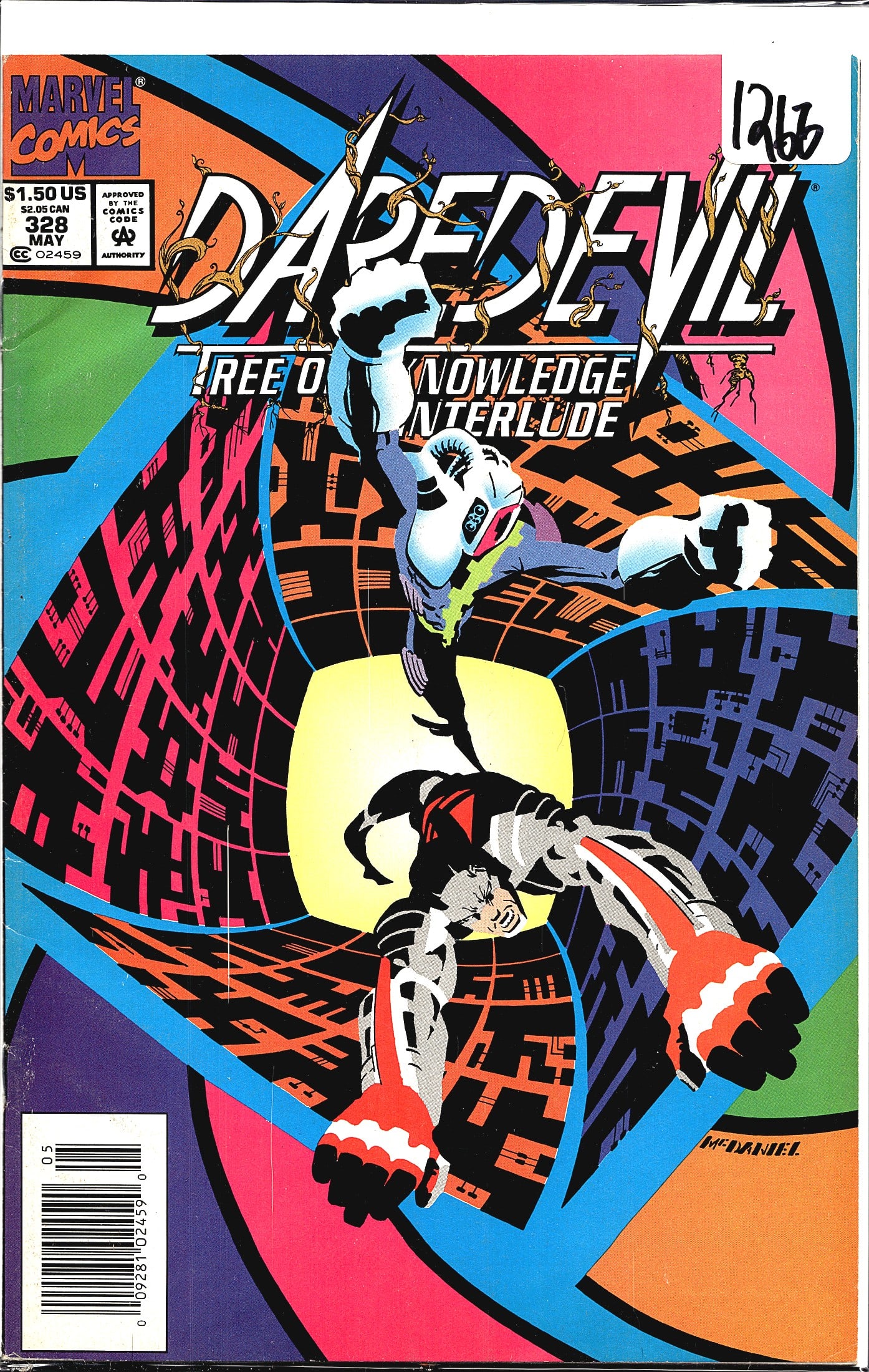 Daredevil #328 Marvel Comics 1994 Tree of: This is Daredevil #328, published by Marvel Comics, cover dated May 1994, priced at $1.50 US / $2.05 CAN. The issue is part of the 'Tree of Knowledge Interlude' storyline. The cover art, credited to M