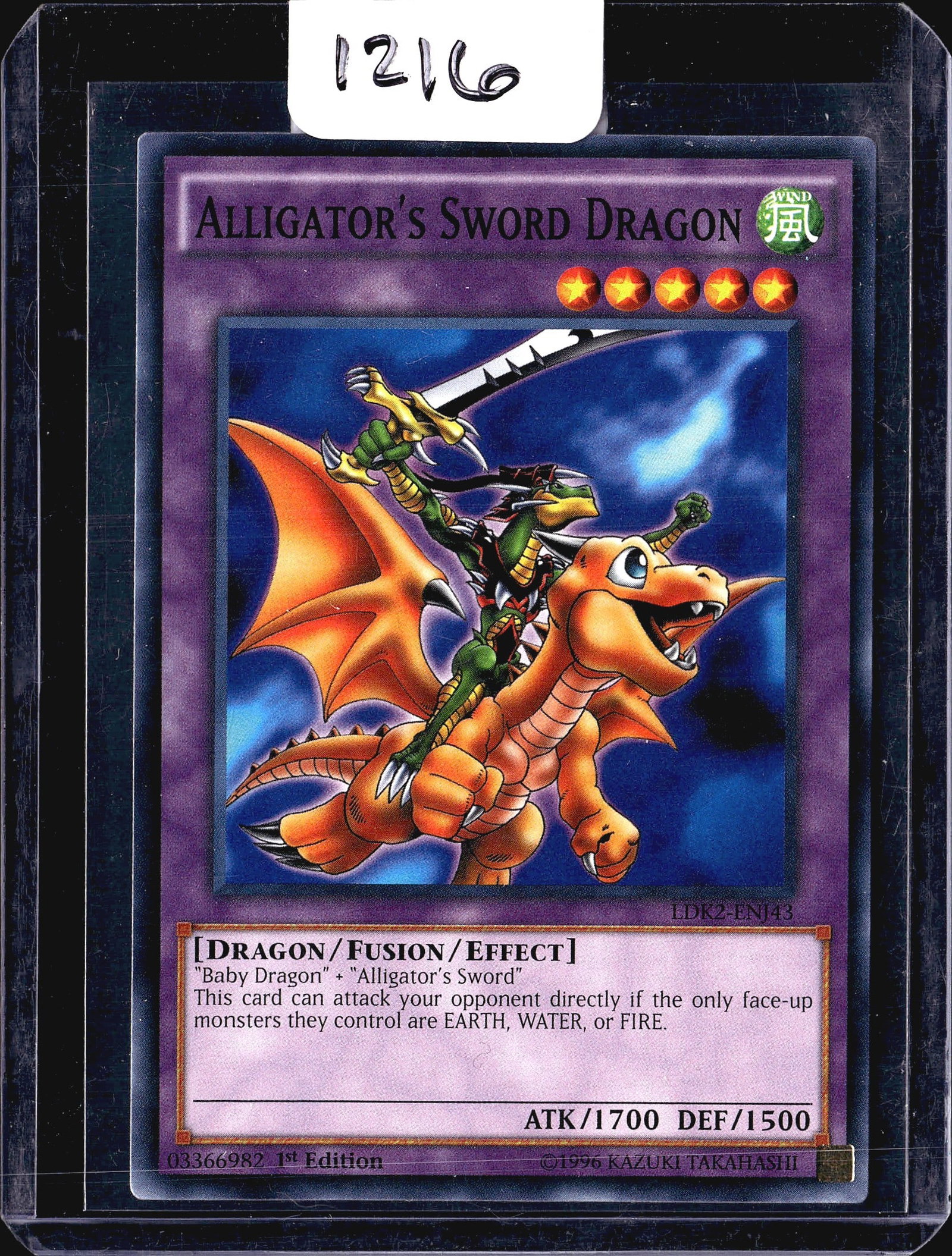 2020 Konami Yu-Gi-Oh Legendary Decks II: This is a 2020 Konami Yu-Gi-Oh Trading Card Game card from the Legendary Decks II set featuring Alligator's Sword Dragon, card number LDK2-ENJ43. The card is offered in raw condition with no