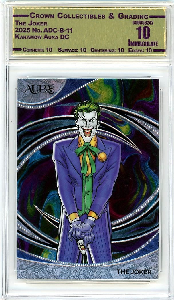 2025 The Joker Kakawow Aura DC #ADC-B-11 Crown: Graded by Crown Grading. Grade: 10.00. Immaculate