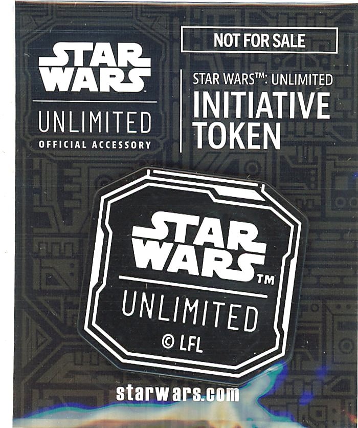 2024 Fantasy Flight Games Star Wars Unlimited: This is an official Star Wars: Unlimited Initiative Token, a promotional game accessory marked 'Not For Sale.' The token features the Star Wars Unlimited logo in a black and white octagonal design, co