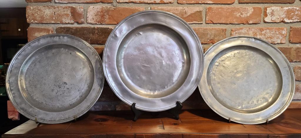 3pc 19th C English & Austin American Pewter Plates (1 of 11)
