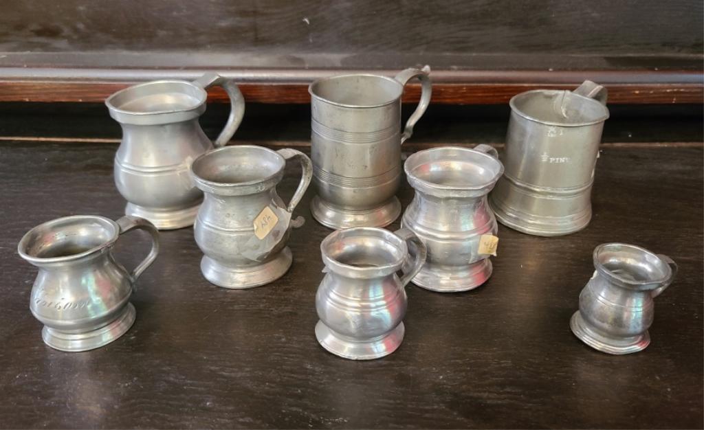 8pc Early Pewter Goblets (1 of 11)