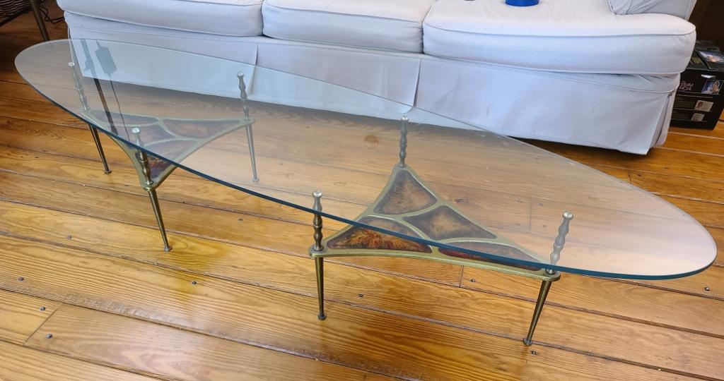 MCM Hollywood Regency Brass & Resin Cocktail Table (1 of 8)