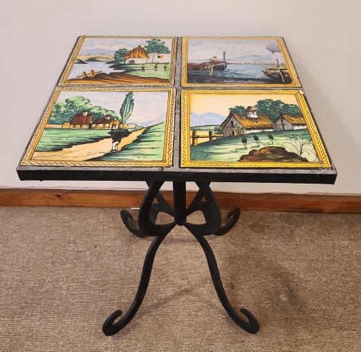 Small Cast Iron Tile Top Side Table (1 of 3)