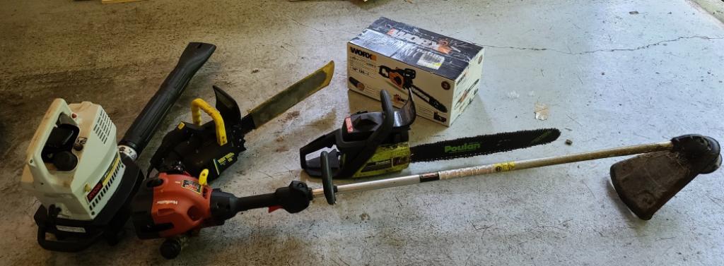 Grouping of Outdoor Power Tools: Description: This lot includes a grouping of outdoor power tools. You get all you see pictured, includes five tools. Condition: All tools are untested, butbelieved to be working. Location: Lot is loca