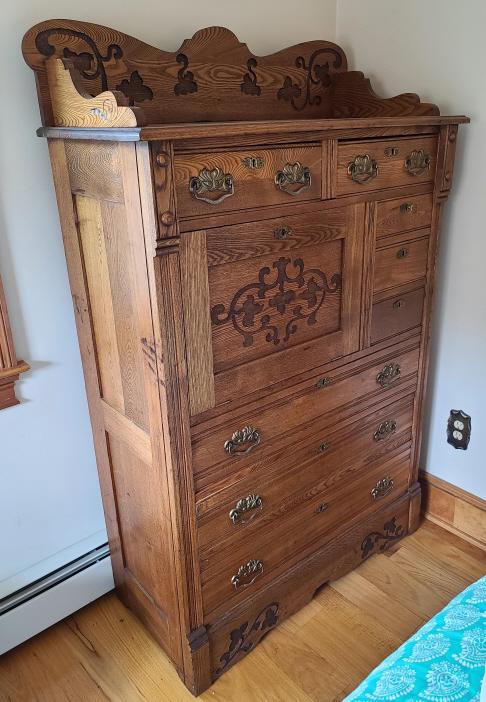 Antique Oak 8 Drawer Secretary Dresser (1 of 9)