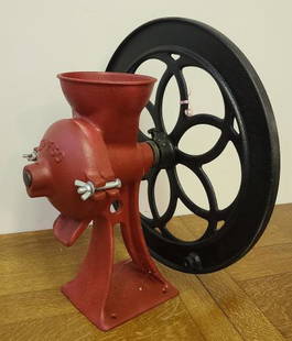 Enterprise No. 750 Coffee Grinder: Description: This lot includes a model No. 750 coffee grinder made by Enterprise Manufacturing Company. Condition: Grinder is in overall good condition, however the wheel is very tight and there is on