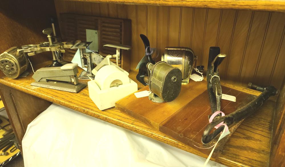 Assorted Vintage & Antique Office Items: Description: This lot includes an assortment of vintage and antique office items. You get all you see pictured, 13 pieces total.Condition: Conditions vary with most items being in good antique conditi
