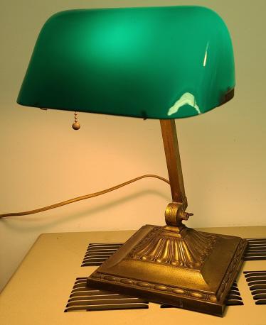 Antique Emeralite No.8734 Green Glass Bronze Desk Lamp (1 of 9)