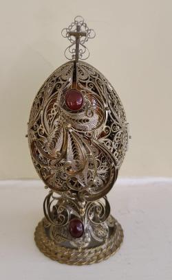 Silver Plated Jeweled Filigree Russian Icon Egg (1 of 14)