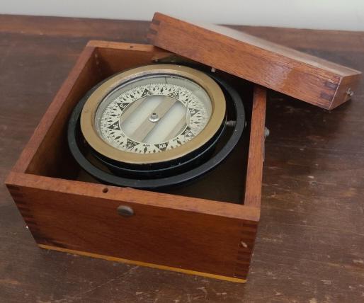 Polaris 6" Nautical Compass: Description: This lot includes a Polaris 6" nautical compass. Condition: Compass is in excellent working condition. Comments: This compass includes a solid wood case and is made by Polaris. Location: 