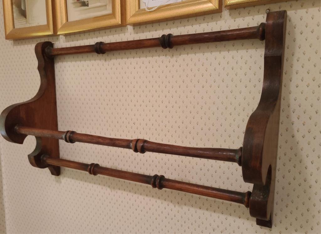 Antique Wood Towel Rack (1 of 4)