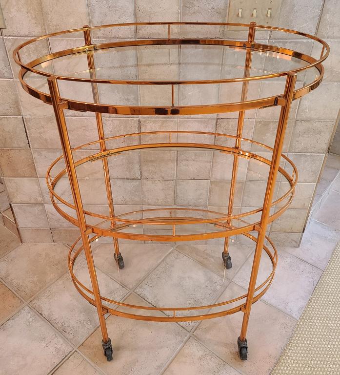 Antique Brass & Glass French 3 Tier Serving Cart (1 of 7)